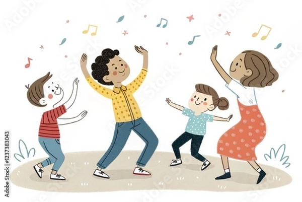 Obraz hand drawn flat people dancing together.