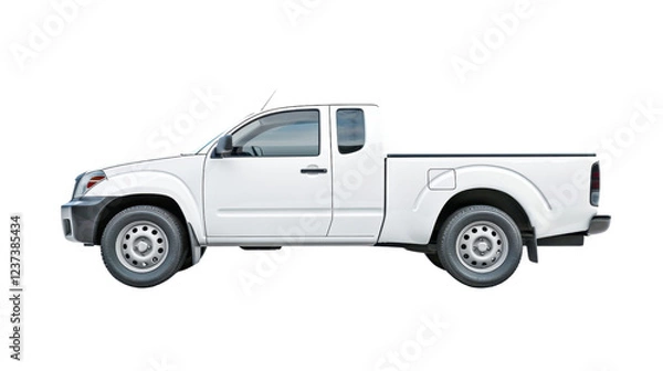 Fototapeta White pickup truck isolated on transparent background with clipping path