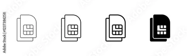 Fototapeta Sim card icon vector isolated on white background. Mobile sim icon. Mobile cellular phone sim card chip.