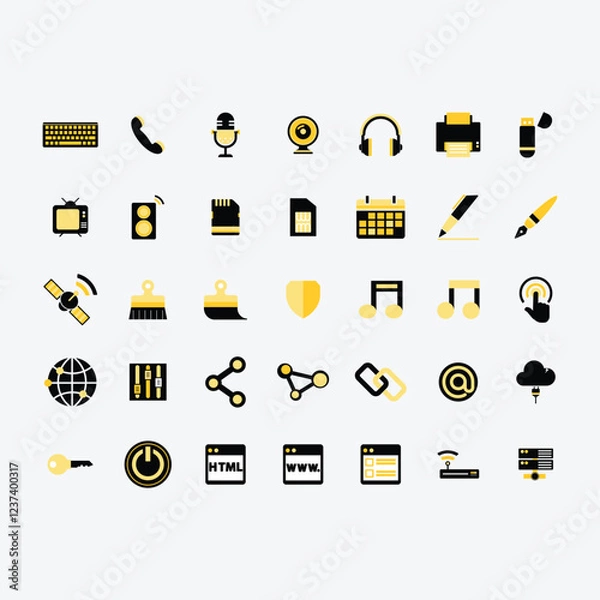 Obraz icon set black and yellow colors