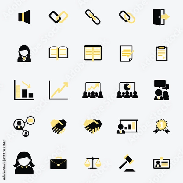 Obraz icon set black and yellow colors