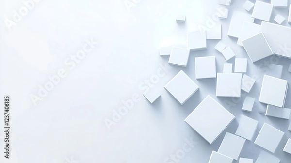 Fototapeta Abstract White Cubes Scattered On A Plain Background