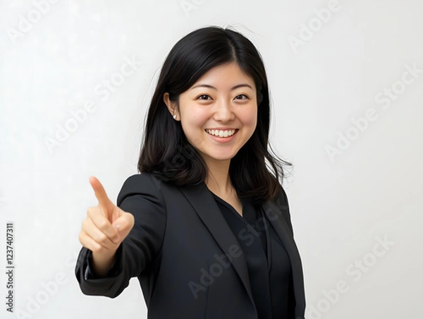 Obraz 6正面を指差す日本人美女性　Gererated AI