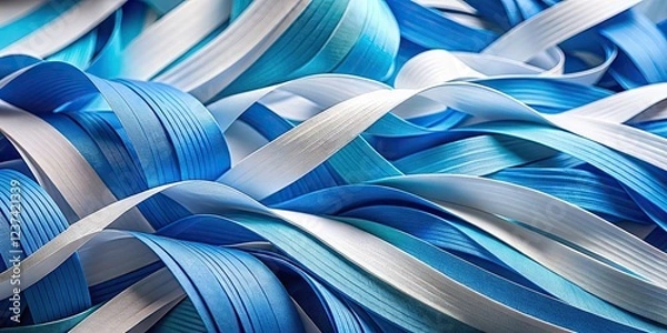 Fototapeta Modern art wallpaper: a minimalist design of blue and white stripes forming a geometric, textured background.