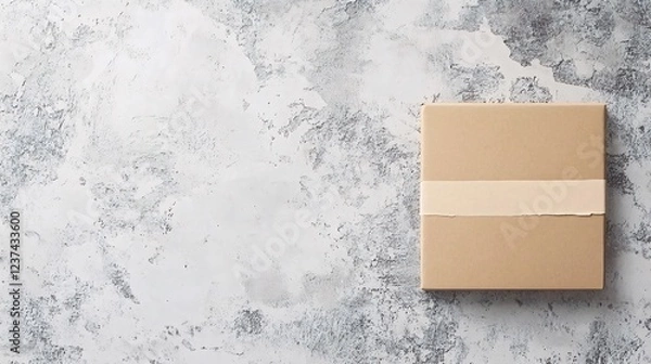Fototapeta Cardboard box shipping, delivery, package, gray background, online shopping