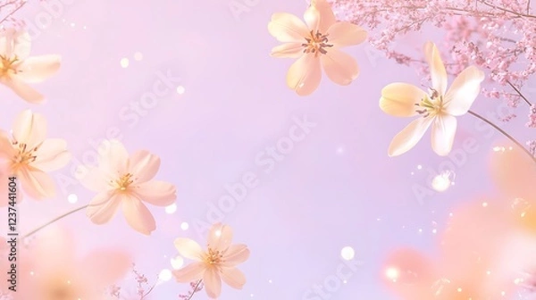 Fototapeta Pastel flowers, soft background, spring, gentle, design