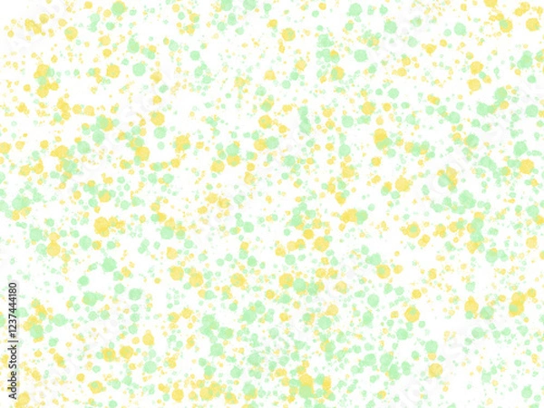 Fototapeta ランダムに飛び散る黄色と緑のドット背景素材