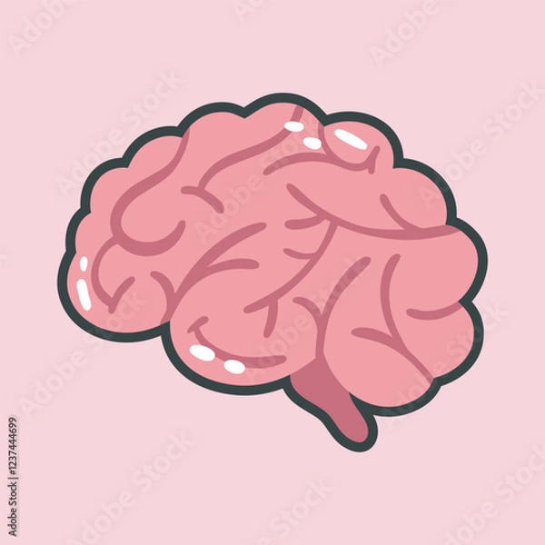 Obraz human brain in outline flat vector design.