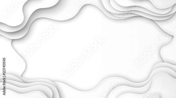 Fototapeta Abstract White Wave Papercut Design Background