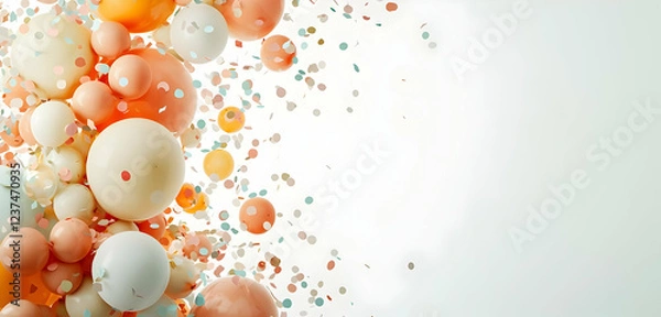 Fototapeta Colorful Balls Exploding on White Background