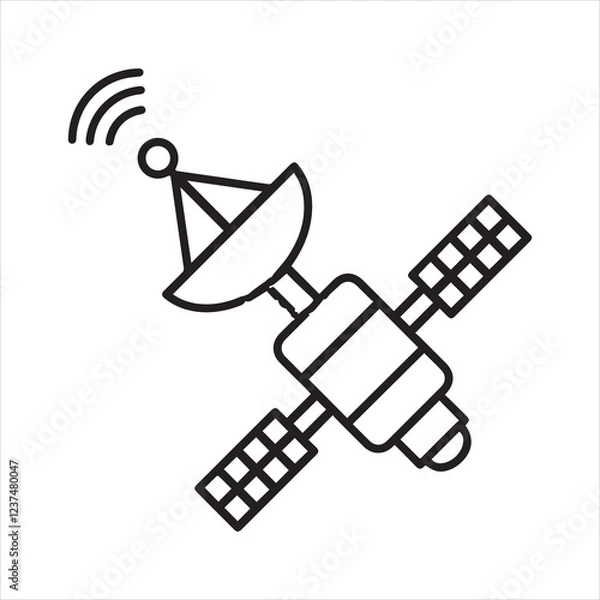Fototapeta Space satellite  icon vector art illustration.
