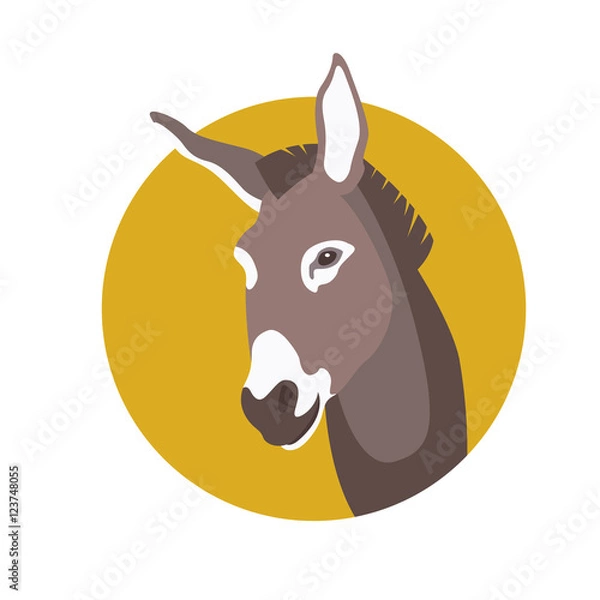 Fototapeta donkey head face vector illustration style Flat