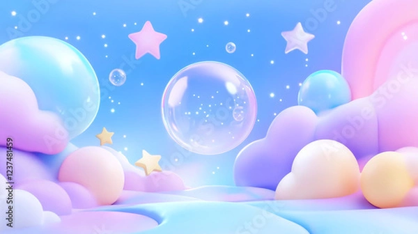 Fototapeta 3D cartoon star cloud background