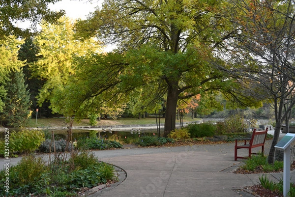 Obraz bench in the park against the backdrop of autumn