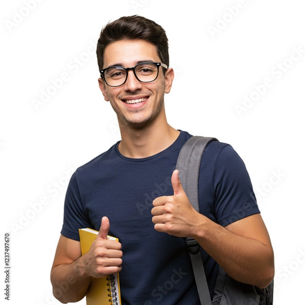 Obraz Happy student with thumbs up