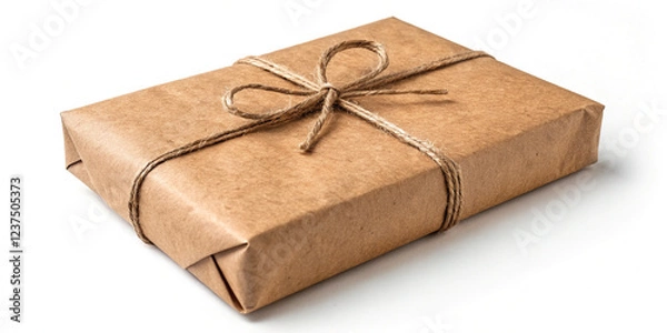 Fototapeta A Stylish Brown Paper-Wrapped Gift Package Isolated for Special Occasions