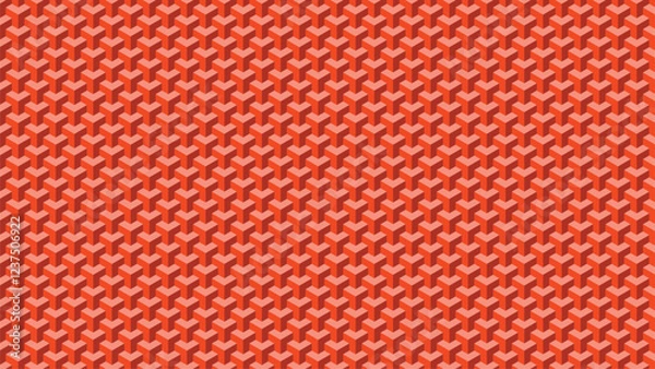 Obraz Design an abstract background with a geometric triangle pattern in light red-orange and dark red-orange, creating a warm and dynamic visual effect.