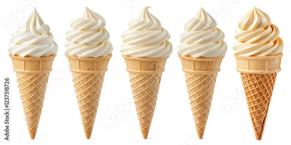 Fototapeta Delicious Collection of Cream Horns Isolated on a Clean Background for Sweet Treats
