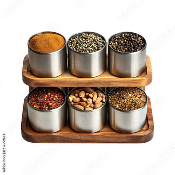Fototapeta Modern Spice Racks with Sleek Metallic Accents Isolated on Transparent Background