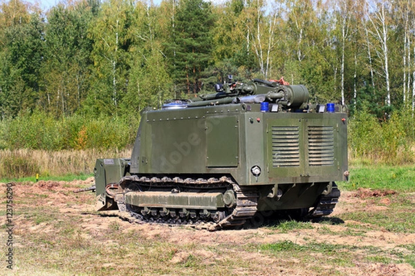 Fototapeta Tracked armored robot-minesweeper