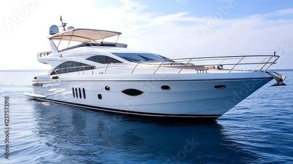 Fototapeta Luxury Yacht on Tranquil Blue Ocean Under Clear Sky : Generative AI