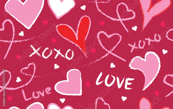 Fototapeta Valentine pattern seamless fabric Valentine day. doodle style pattern vector heart lover. Designed for background ,wallpaper ,valentine pattern ,wrapping paper ,couple ,fabric ,anniversary ,sweetheart