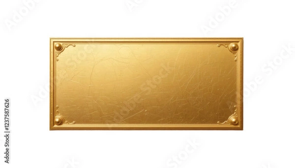 Fototapeta Empty Golden rectangular plaque gold on transparent background