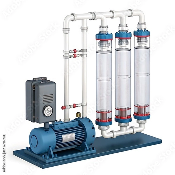 Fototapeta A realistic pump system with visible tubes demonstrating fluid exchange and pulsation