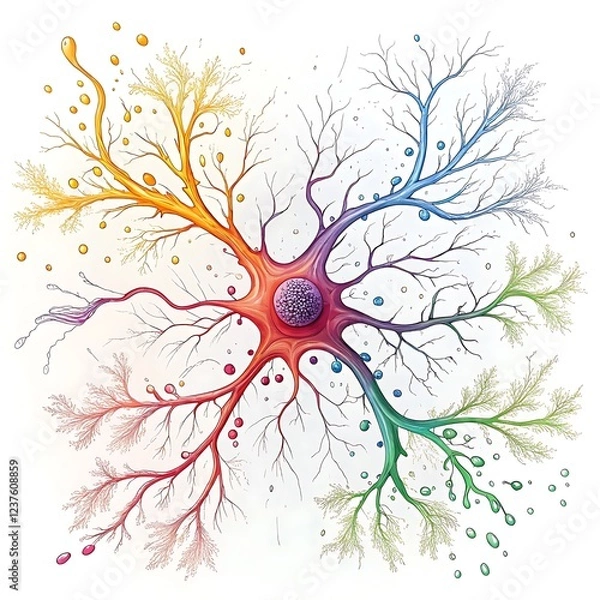 Fototapeta A vivid depiction of branching pathways carrying vibrant liquids through a pulsating core