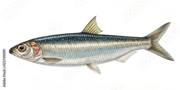Obraz Fresh Anchovies Isolated on a White Background