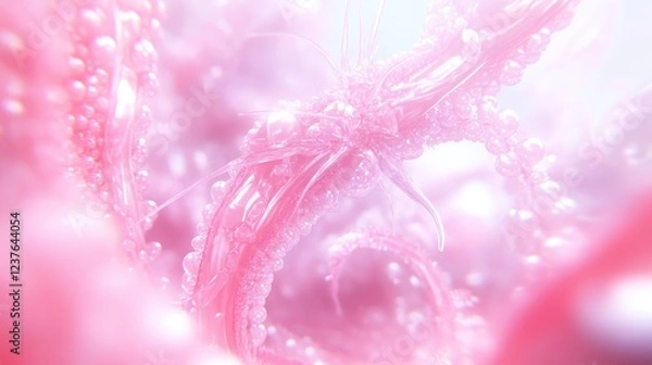 Fototapeta Pink Abstract Biomorphic Forms Bubbles Artwork