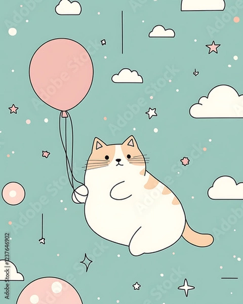 Fototapeta pet cat in illustrator drawing