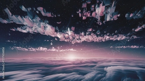 Obraz A mind-bending vision of geometric shapes melting into organic, fluid forms that symbolize neural connections