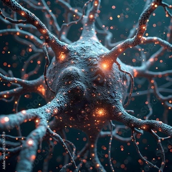 Obraz A mind-bending vision of geometric shapes melting into organic, fluid forms that symbolize neural connections