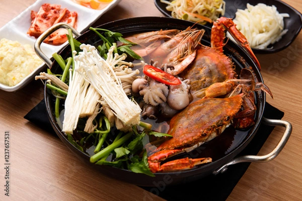Obraz Crab seafood vegetable hot pot
