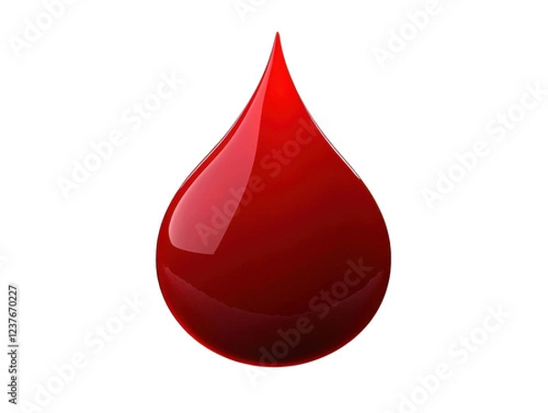 Obraz red blood drop - isolated on white background