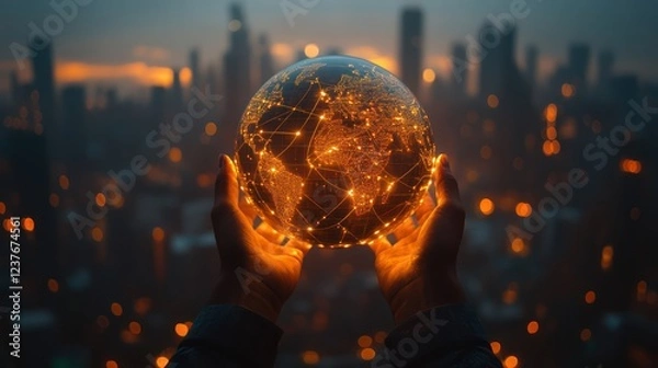 Fototapeta Global Connections: A World in Our Hands