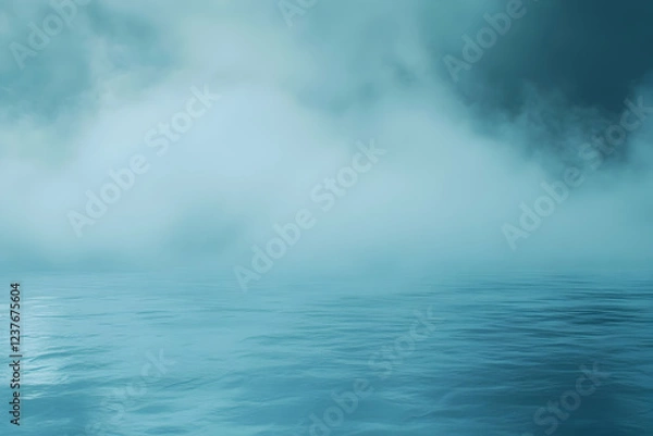 Obraz Misty ocean scene, calm water, moody sky, background blur, website banner