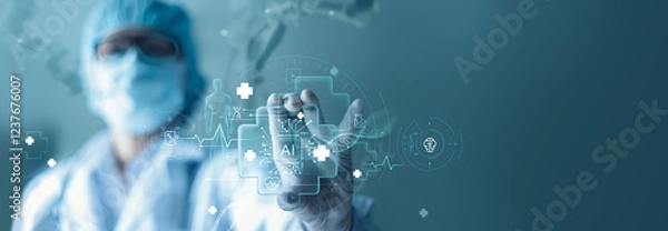 Obraz Medical technology, The integration of advanced technology in medical diagnostics, Analysis data of patient with AI technology, healthcare and medical research, Medicine, Data science, innovation