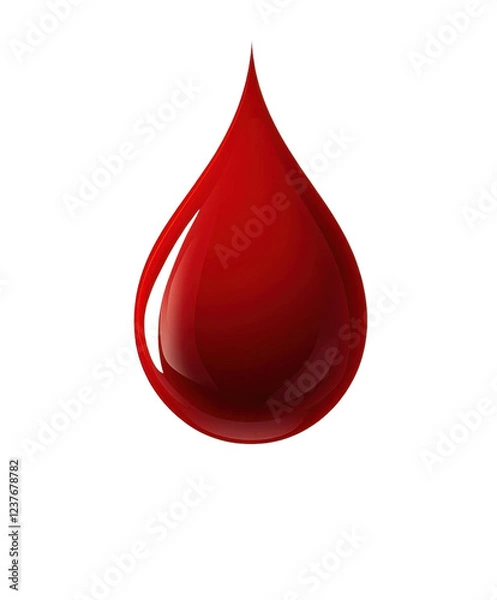 Obraz red blood drop - isolated on white background