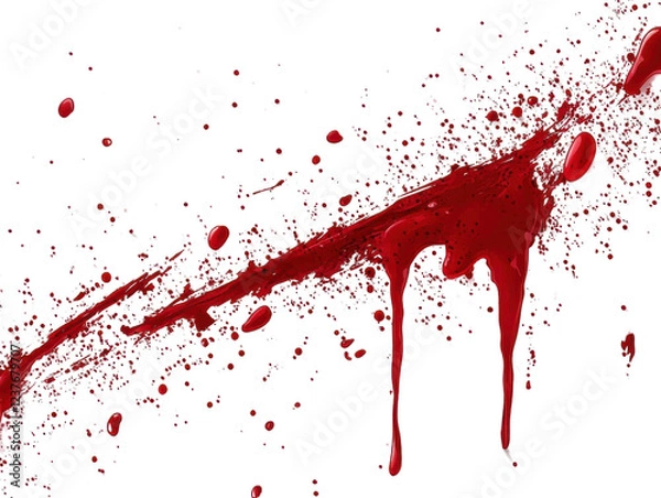 Obraz blood splatter - red liquid on white background