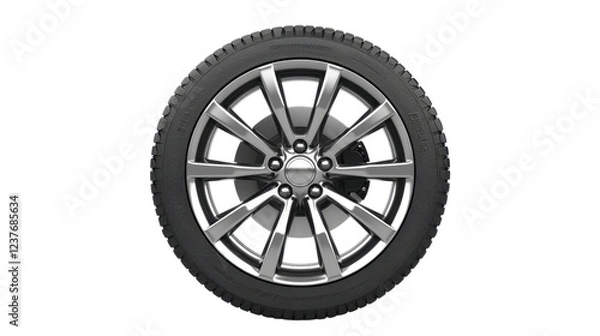Fototapeta Car alloy wheel rotating on transparent background