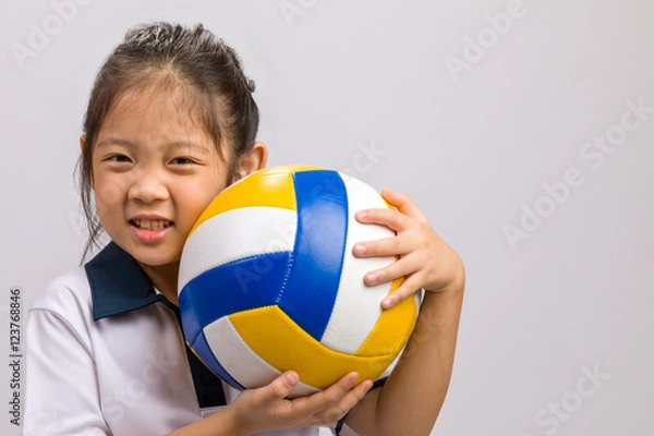 Obraz Child Holding Ball, Isolated on White