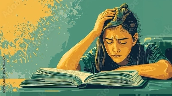 Obraz Overwhelmed Student Studying