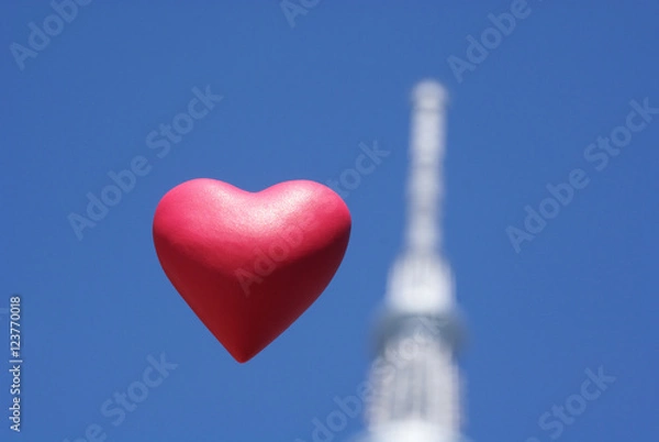 Fototapeta 立体ハートとスカイツリー