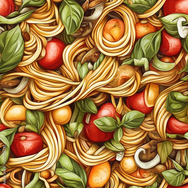 Obraz seamless pattern with spaghetti art illustration.