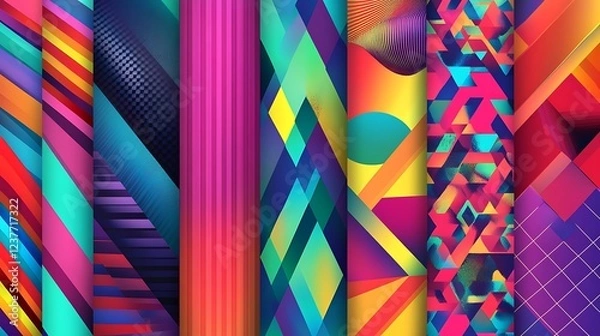 Fototapeta A Series of Bright and Colorful Geometric Patterns - A Bold Fusion of Shapes and Colors
