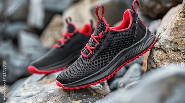 Fototapeta Durable and supportive training shoes, ideal for gym and fitness sessions,