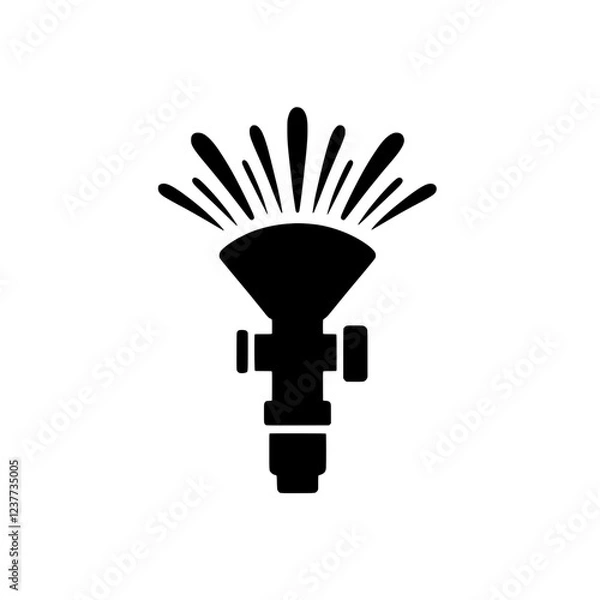Fototapeta Sprinkler System Icon: A simple yet effective vector icon depicting a sprinkler head spraying water, ideal for irrigation, landscaping, or gardening related projects. 
