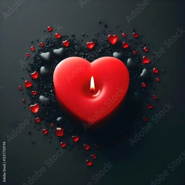Fototapeta A Heartfelt Candle of the Glow of Affection in the Dark.